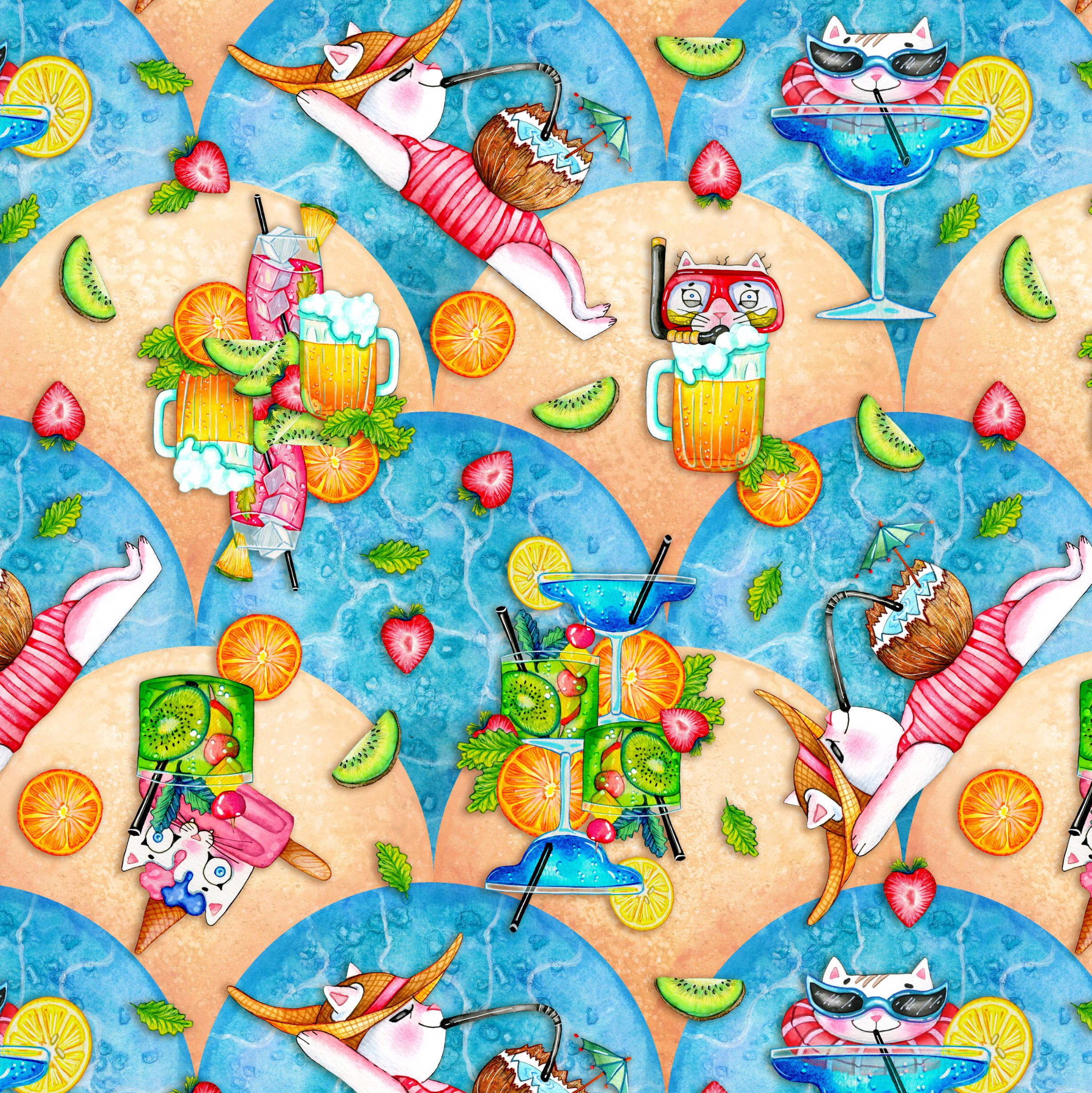 Pattern estivo con gatti - MaremmaGatta