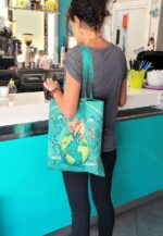 shopping bag green con gatto maremmagatta