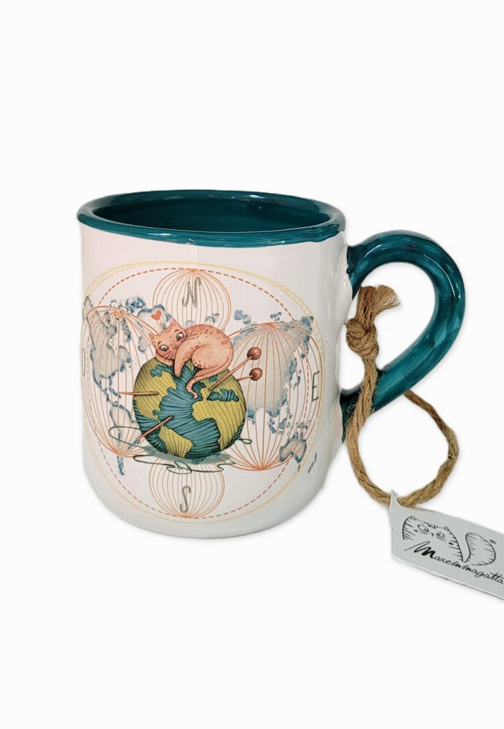 tazza ceramica artigianale gatto sul mondo maremmagatta