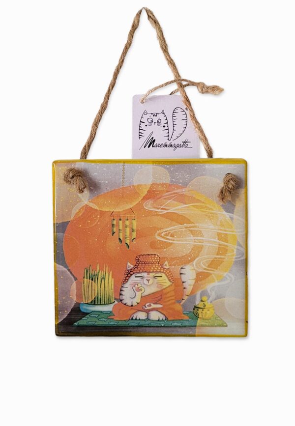 mattonella con gatto zen maremmagatta ceramica artigianale